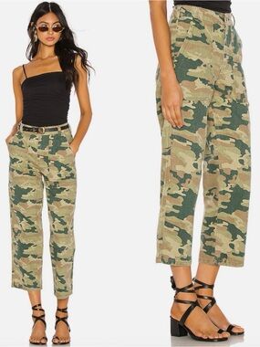 Free People We The FreeRemy High Rise Pants Moss Camouflage Jeans Womens